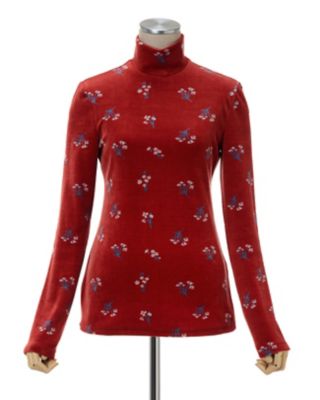 Ｆｌｏｒａｌ　Ｖｅｌｏｕｒ　Ｊａｃｑｕａｒｄ　Ｈｉｇｈ　Ｎｅｃｋ　Ｔｏｐ