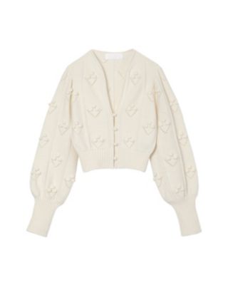 ブリヤンテス・レッド Bubble Pattern Cropped Knitted Cardigan | www