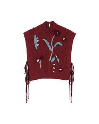 ニットベストですMame Floral motif hand-knitted vest