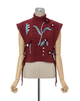 Ｆｌｏｒａｌ Ｍｏｔｉｆ Ｈａｎｄ－Ｋｎｉｔｔｅｄ Ｖｅｓｔ ...