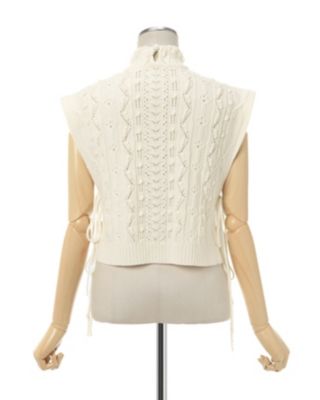 Floral Motif Hand－Knitted Vest | Mame 