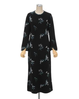 Ｆｌｏｒａｌ Ｊａｃｑｕａｒｄ Ｋｎｉｔｔｅｄ Ｄｒｅｓｓ ...