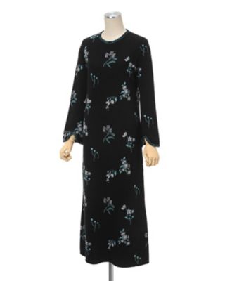 マメクロゴウチ♡Floral Jacquard Knitted Dress - ワンピース