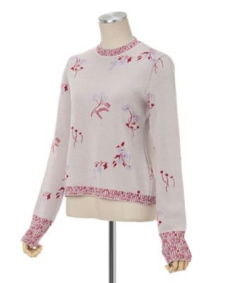 Ｆｌｏｒａｌ Ｊａｃｑｕａｒｄ Ｋｎｉｔｔｅｄ Ｔｏｐ | ファッション