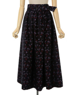 Floral Jacquard Flared Skirt 
