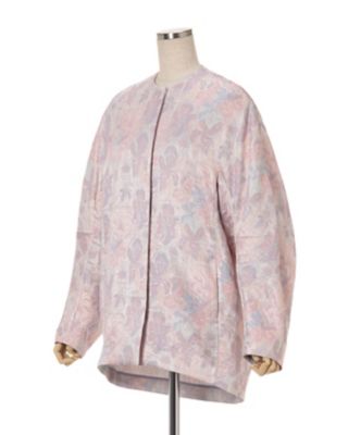 mamekurogouchi floral jacquard coat - ノーカラージャケット