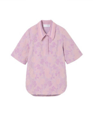 Flowered Velour Jacquard Polo Shirt