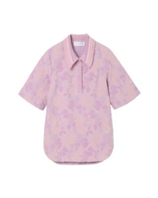 Flowered Velour Jacquard Polo Shirt 