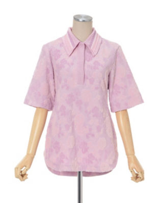 Flowered Velour Jacquard Polo Shirt | ortigueiramais.com.br