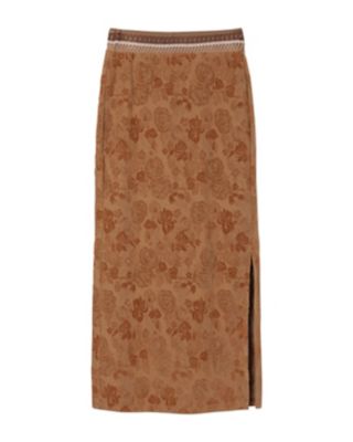 Flowered Velour Jacquard Skirt | Mame 