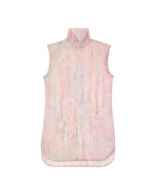 Marble Print Sheer Jersey High Neck Top