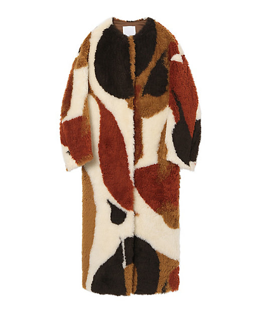  クロゴウチ Sliver Knitted Fluffy Wool I-Line Coat BROWN