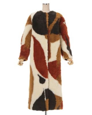＜Mame Kurogouchi (Women)＞Ｓｌｉｖｅｒ　Ｋｎｉｔｔｅｄ　Ｆｌｕｆｆｙ　Ｗｏｏｌ　Ｉ－Ｌｉｎｅ　Ｃｏａｔ