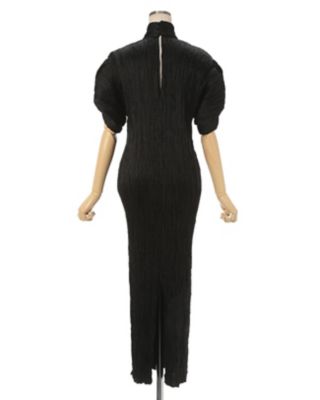 Wrinkle Pleats Puff Sleeve Dress