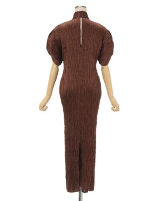 Wrinkle Pleats Puff Sleeve Dress