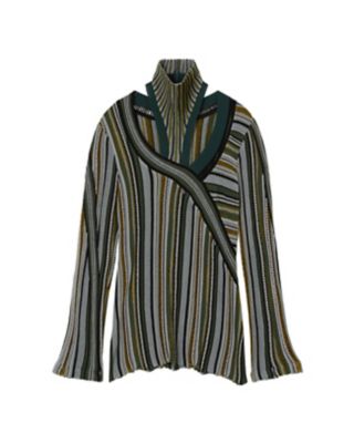 Ｓｔｒｉｐｅ Ｊａｃｑｕａｒｄ Ｈｉｇｈ Ｎｅｃｋ Ｋｎｉｔｔｅｄ