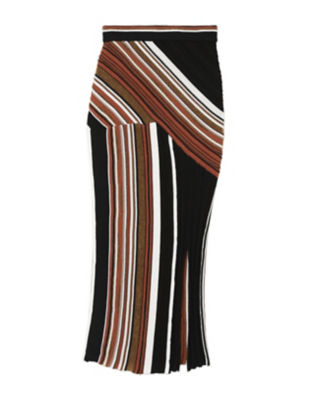  クロゴウチ Stripe Jacquard Knitted Skirt BROWN ロングスカート
