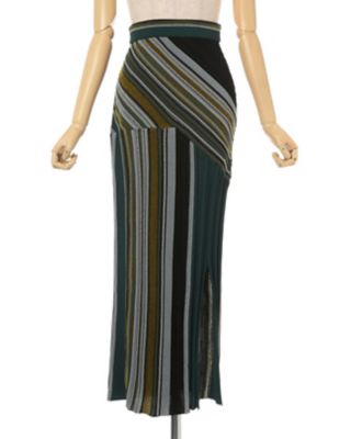 Ｓｔｒｉｐｅ　Ｊａｃｑｕａｒｄ　Ｋｎｉｔｔｅｄ　Ｓｋｉｒｔ