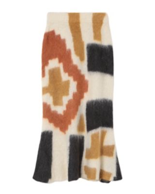 Ｏｒｉｇａｍｉ　Ｄｙｅｄ　Ｓｕｒｉ　Ａｌｐａｃａ　Ｗｏｏｌ　Ｋｎｉｔｔｅｄ　Ｓｋｉｒｔ