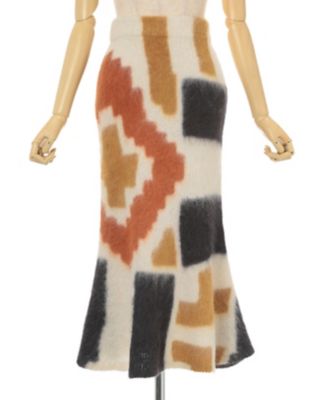 Ｏｒｉｇａｍｉ　Ｄｙｅｄ　Ｓｕｒｉ　Ａｌｐａｃａ　Ｗｏｏｌ　Ｋｎｉｔｔｅｄ　Ｓｋｉｒｔ