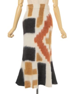 Ｏｒｉｇａｍｉ　Ｄｙｅｄ　Ｓｕｒｉ　Ａｌｐａｃａ　Ｗｏｏｌ　Ｋｎｉｔｔｅｄ　Ｓｋｉｒｔ