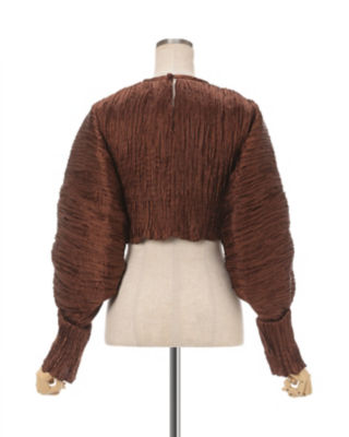 Wrinkle Pleats Cropped Top | Mame