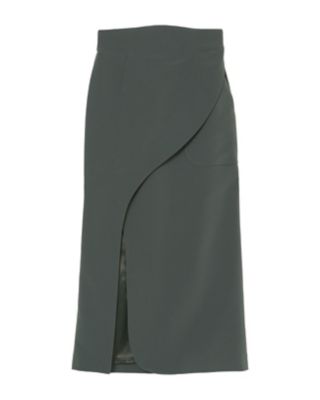 Acetate Polyester Curved Line Slit SkirtSize2