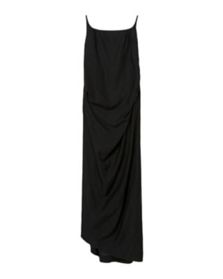  クロゴウチ Floral Pattern Silk Rayon Jacquard Camisole Dress BLACK