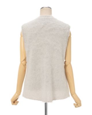 マメ Brused Alpaca Sleeveless Knitted Top