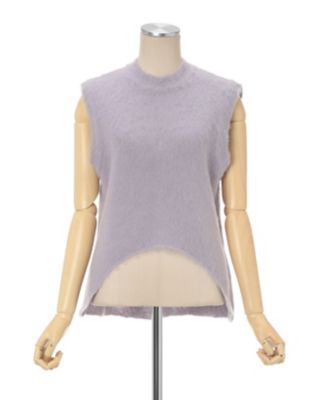 マメ Brused Alpaca Sleeveless Knitted Top