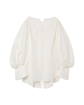  クロゴウチ Floral Pattern Silk Rayon Jacquard Laced-Back Blouse WHITE トップス