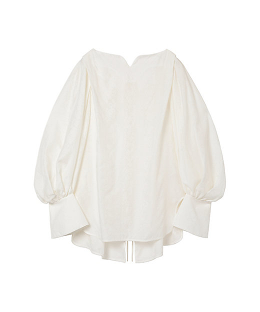  クロゴウチ Floral Pattern Silk Rayon Jacquard Laced-Back Blouse WHITE トップス