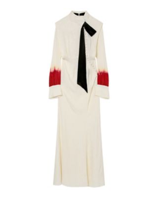 ＜Mame Kurogouchi (Women)＞Ｃｒａｎｅ　Ｐａｔｔｅｒｎ　Ｊａｃｑｕａｒｄ　Ｈａｎｄ－Ｄｙｅｄ　Ｄｒｅｓｓ
