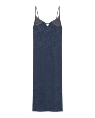 Ｃｒａｎｅ　Ｐａｔｔｅｒｎ　Ｊａｃｑｕａｒｄ　Ｈａｎｄ－Ｄｙｅｄ　Ｓｌｉｐ　Ｄｒｅｓｓ