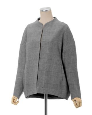 【アーバンなリラックス感】マメ HOUNDSTOOTH ニット ジャケット Houndstooth Geometric Plaid