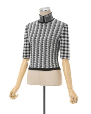 Ｍｕｌｔｉ　Ｐｌａｉｄ　Ｇｅｏｍｅｔｒｉｃ　Ｃｒｏｐｐｅｄ　Ｋｎｉｔ　Ｔｏｐ