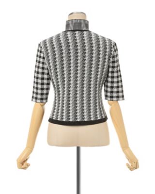Ｍｕｌｔｉ　Ｐｌａｉｄ　Ｇｅｏｍｅｔｒｉｃ　Ｃｒｏｐｐｅｄ　Ｋｎｉｔ　Ｔｏｐ