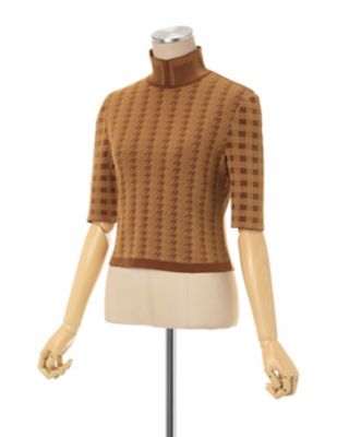 Ｍｕｌｔｉ　Ｐｌａｉｄ　Ｇｅｏｍｅｔｒｉｃ　Ｃｒｏｐｐｅｄ　Ｋｎｉｔ　Ｔｏｐ