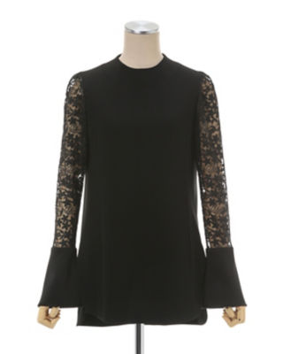 mamekufloral lace sleeve shirt/black/mame