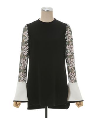 Floral Lace Sleeve Shirt | Mame