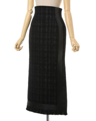 black2023 mame kurogouchi Cracted Tweed Skirt - omegasoft.co.id