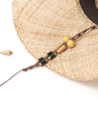Ｗｉｄｅ　Ｂｒｉｍ　Ｂａｏ　Ｈａｔ　ｗｉｔｈ　Ｂａｍｂｏｏ　Ｂｅａｄｅｄ　Ｃｏｒｄｓ