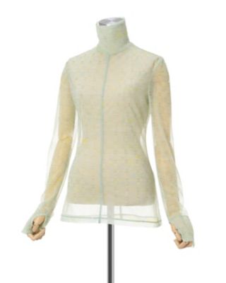 Ｍａｒｂｌｅ　Ｐｒｉｎｔｅｄ　Ｐｌａｉｄ　Ｓｈｅｅｒ　Ｈｉｇｈ　Ｎｅｃｋ　Ｔｏｐ