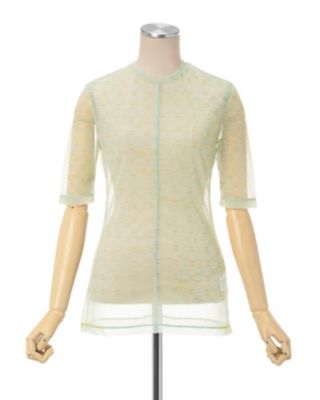 Ｍａｒｂｌｅ　Ｐｒｉｎｔｅｄ　Ｐｌａｉｄ　Ｓｈｅｅｒ　Ｃｒｅｗ　Ｎｅｃｋ　Ｔｏｐ
