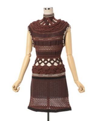 Ｂａｍｂｏｏ Ｂａｓｋｅｔ Ｐａｔｔｅｒｎ Ｋｎｉｔｔｅｄ Ｄｒｅｓｓ