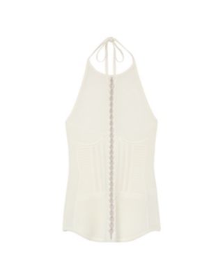 Mame Kurogouchi Lace Knitted Top - white