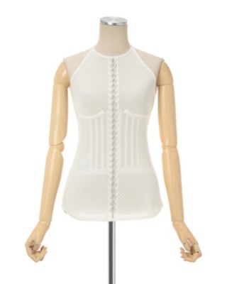 憧れの Openwork Lace－up Knitted Top | Mame カットソー(半袖+袖なし)