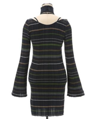 Ｒａｎｄｏｍ Ｒｉｂｂｅｄ Ｐｌａｉｄ Ｋｎｉｔｔｅｄ Ｄｒｅｓｓ