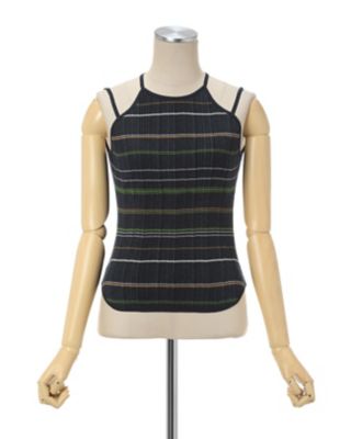 Ｒａｎｄｏｍ Ｒｉｂｂｅｄ Ｐｌａｉｄ Ｋｎｉｔｔｅｄ Ｔｏｐ の