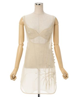 【新品未使用】Organdy Embroider Tops Bamboo Embroidery Silk Organdy